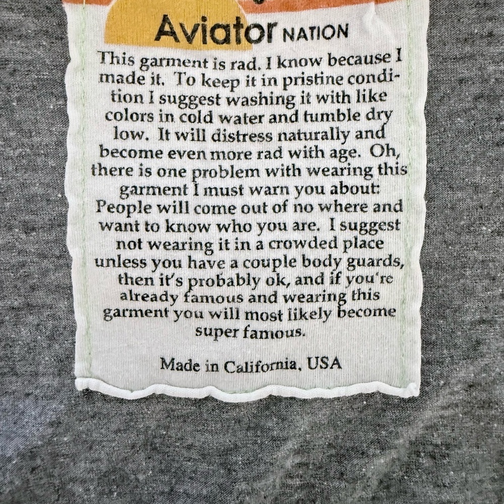 Aviator Nation Miami Boyfriend Raw Hem Tee Small Heather Grey - Picture 6 of 8